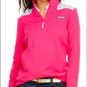 Vineyard Vines Pink Whale Shep Shirt Quarter Zip Pullover Size Small
